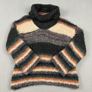 Moth Sweater Women Size Unknown Multicolor Striped Boucle Mohair Cowl Neck Knit